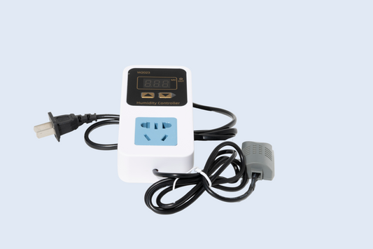 Digital Humidity Controller Plug with Sensor Probe — 110–240V, Dehumidify & Humidify Modes, Adjustable ON/OFF Range