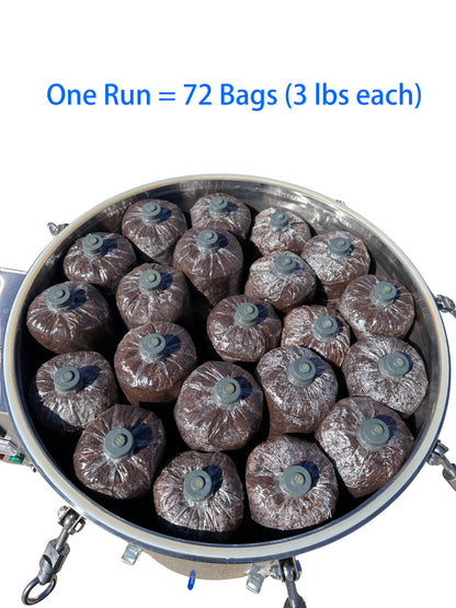 200L (53 gal) Programmable Autoclave for Mushroom Substrate — 304 Stainless, 6 kW/240 V, Stable 250 °F (121 °C, ~15–20 psi), Pressure-Tested 12 h @ 0.2 MPa (29 psi), with Anti-Dry-Burn Protection